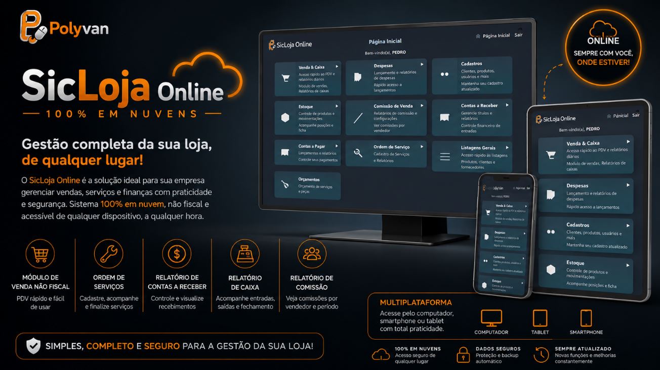 Tela do sistema SicLoja Online