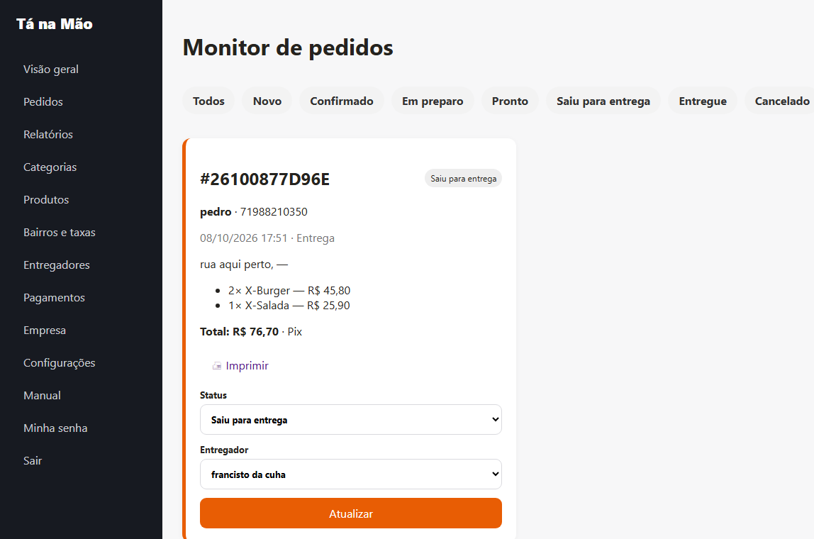 Monitor de pedidos